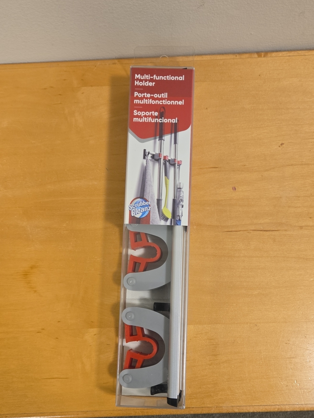 Multi-Functional Holder - Gray and Red Mop/Broom Organizer